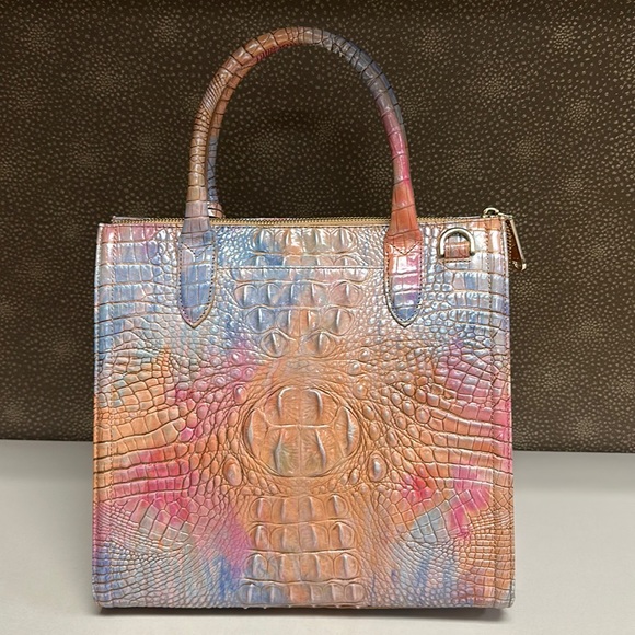 SOLD🔥🔥🔥Brahmin Caroline Croc-Embossed Leather Multicolor Satchel Shoulder Bag - Picture 10 of 15